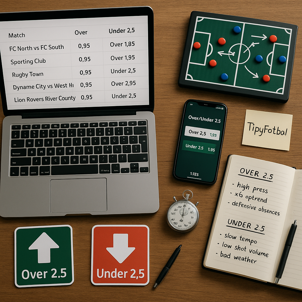 Photographic scene inside a press box overlooking a softly blurred football pitch. Foreground desk